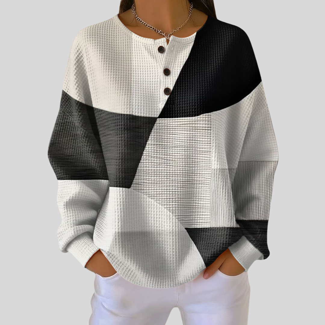 Regina™ | Sweter Henley o Splocie Wafel
