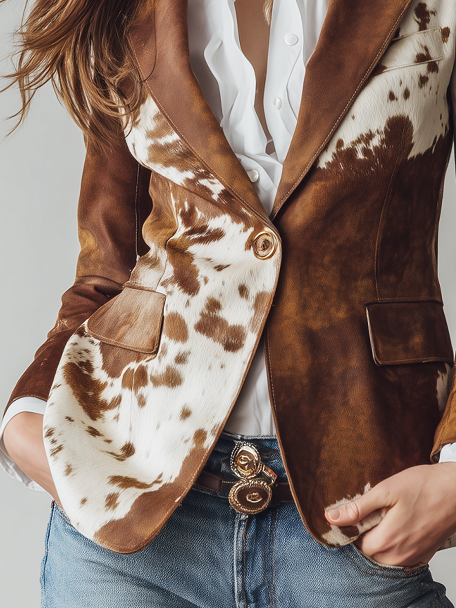 Wioleta™ | Marynarka Vintage we Wzór Krowi
