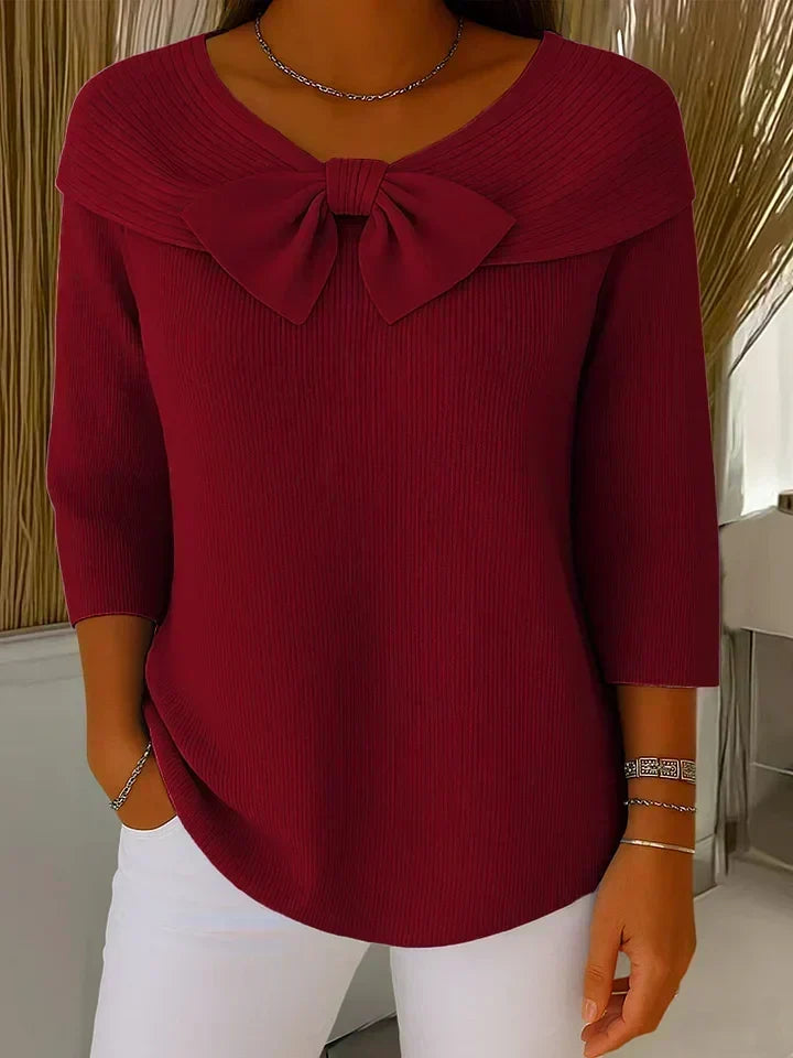 Teresa™ | Sweter z Kokardą i Okrągłym Dekoltem