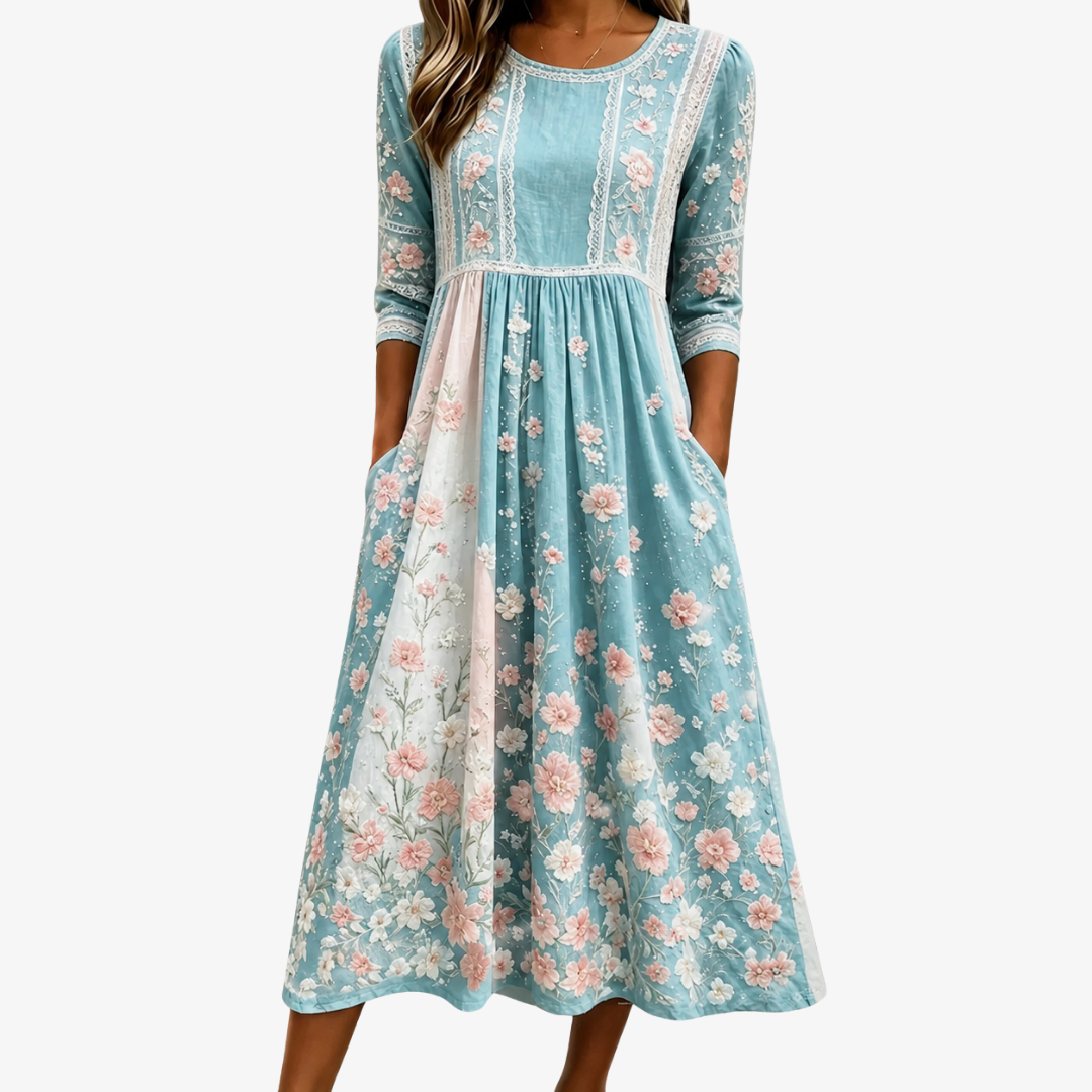 Wiosenna Mozaika | Kwiatowa sukienka midi patchwork