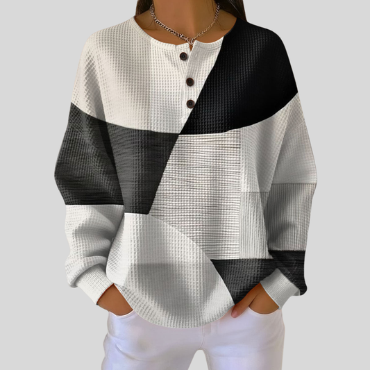 Regina™ | Sweter Henley o Splocie Wafel