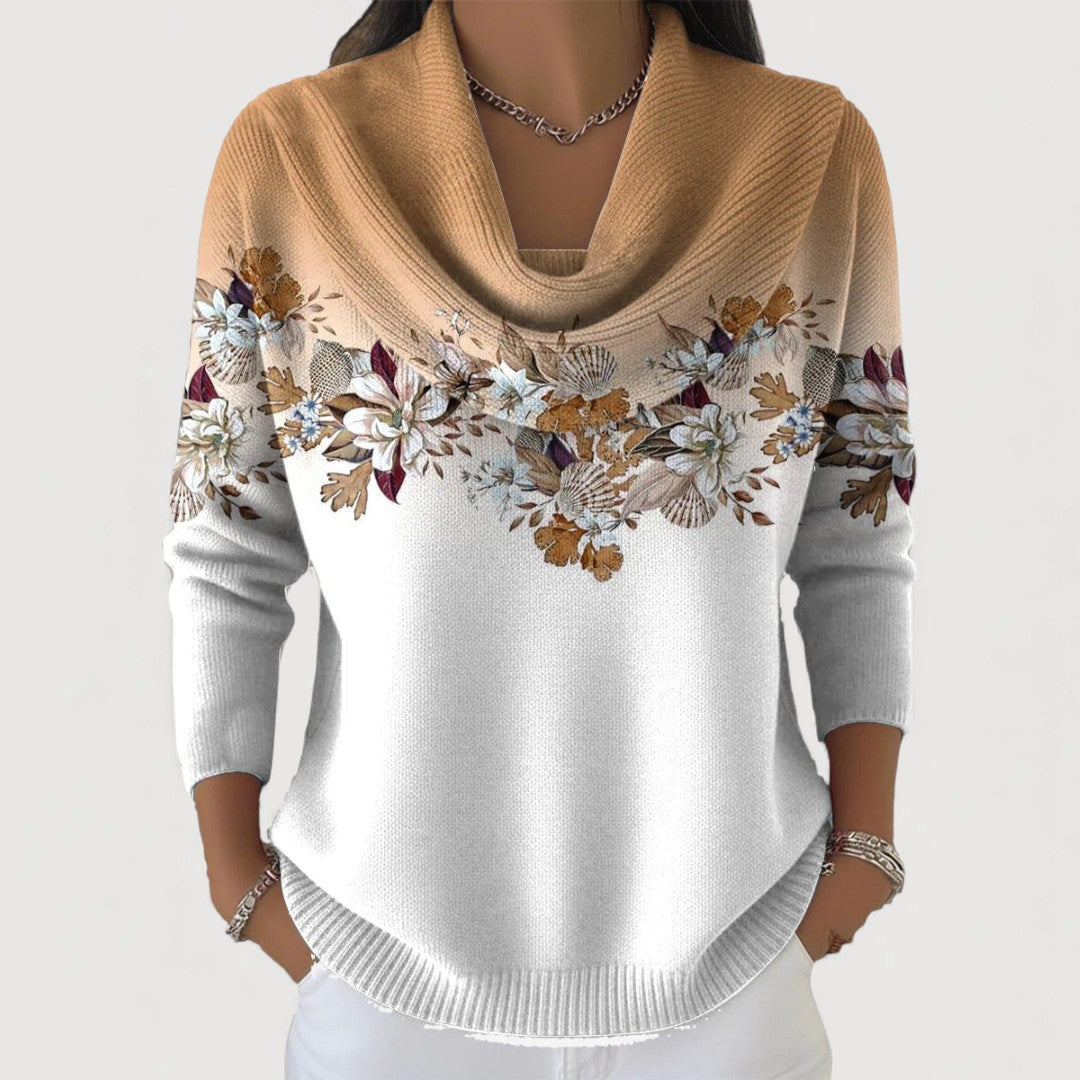 Aurelia™ | Sweter w Kwiaty z Golfem
