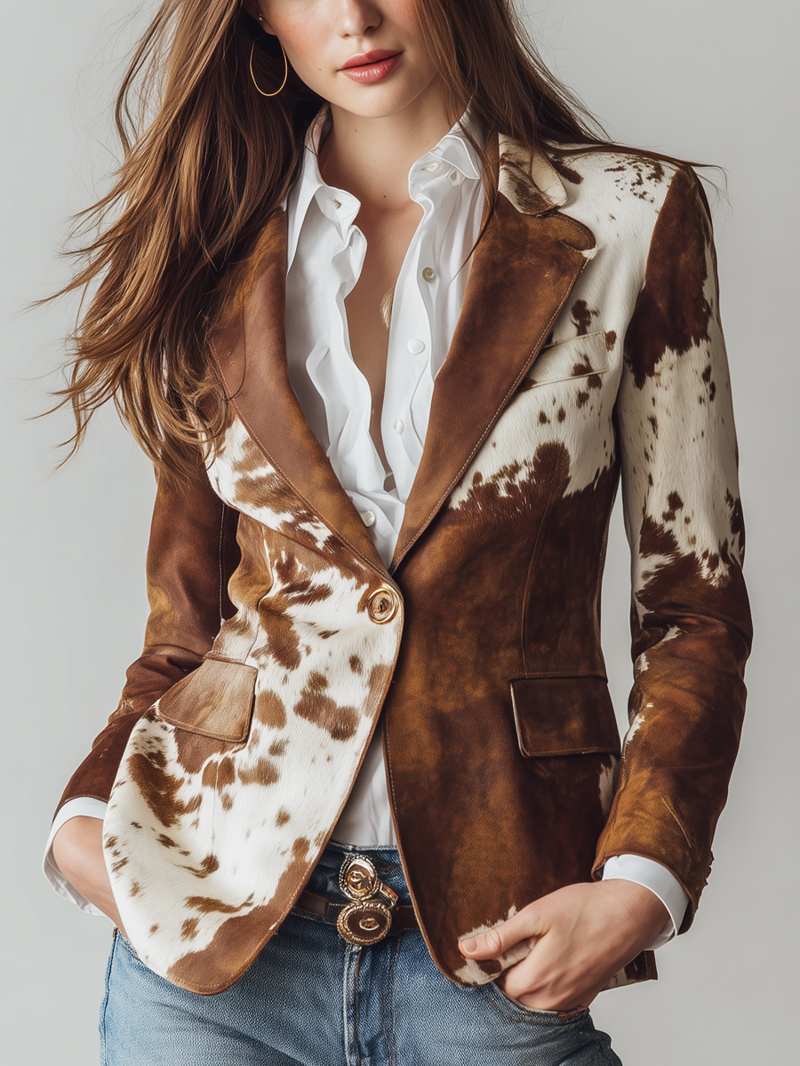 Wioleta™ | Marynarka Vintage we Wzór Krowi