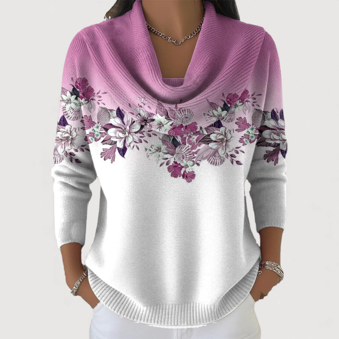 Aurelia™ | Sweter w Kwiaty z Golfem