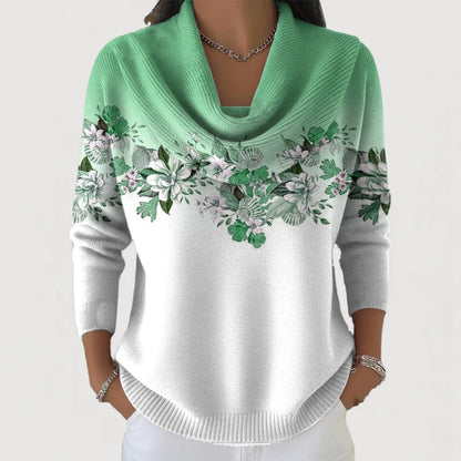 Aurelia™ | Sweter w Kwiaty z Golfem