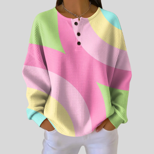 Gerda™ | Kolorowy Sweter o Splocie Wafel
