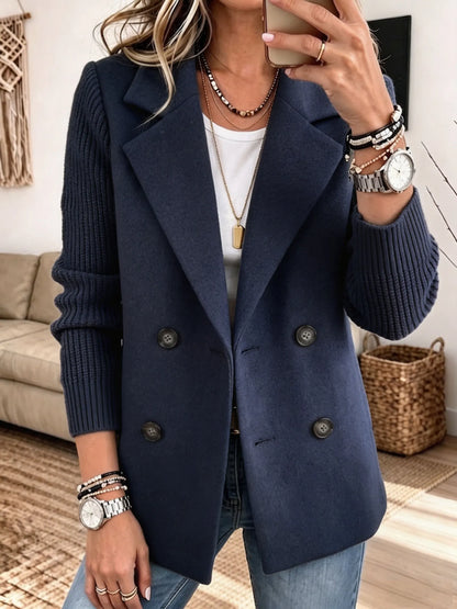 Jadwiga™ | Elegancka Marynarka z Dzianinowymi Rękawami