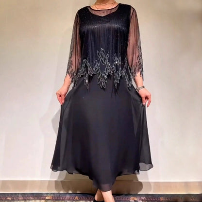 Alicja™ Elegancka sukienka z błyszczącą przezroczystą warstwą wierzchnią 💫