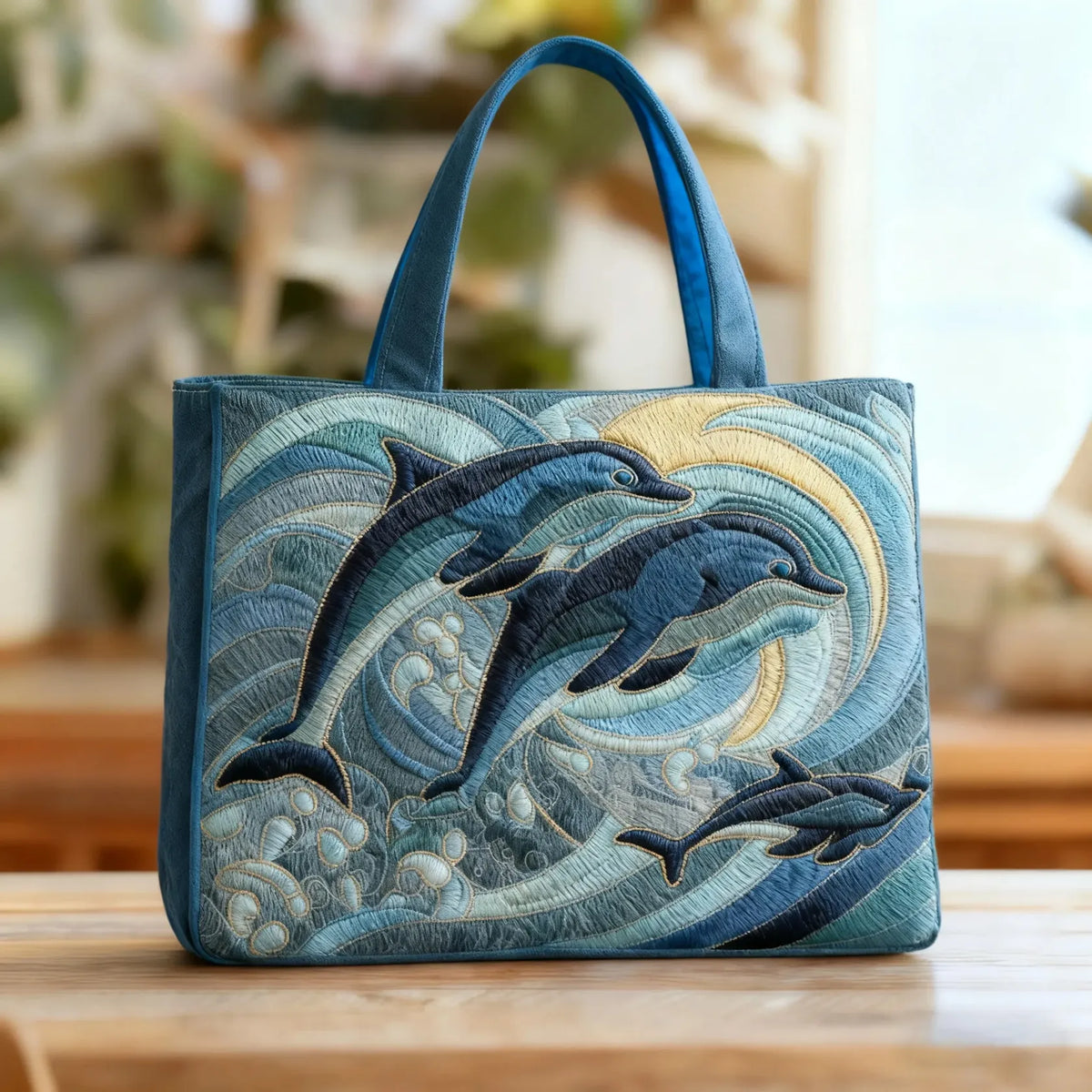 Oceaniczny Delfin | Pikowana Torba Shopperka