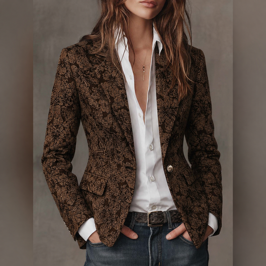 Jerzyna™ | Taliowana Marynarka Żakardowa Paisley