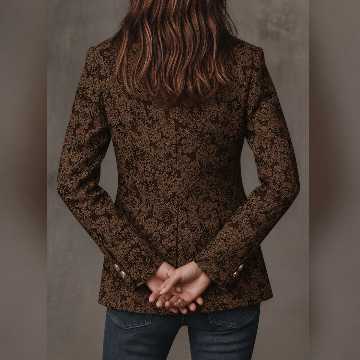 Jerzyna™ | Taliowana Marynarka Żakardowa Paisley
