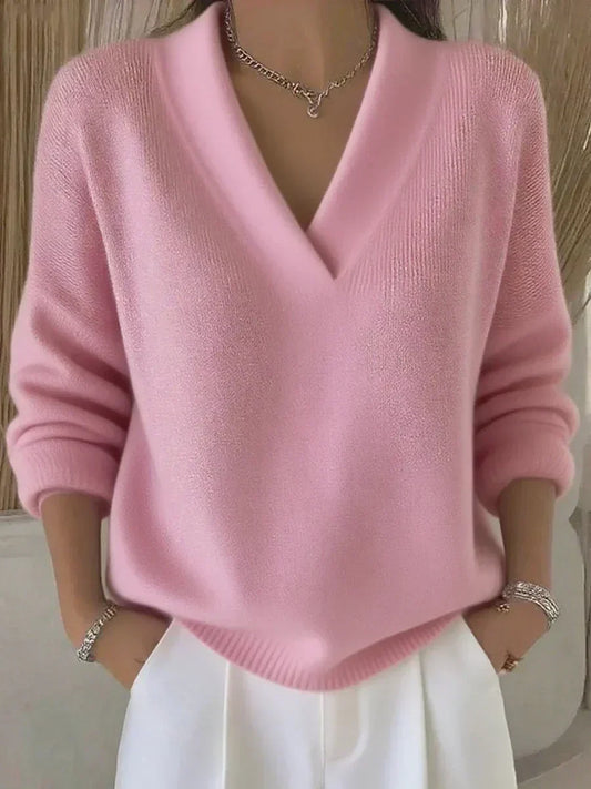 Wioletta™ | Miękki Sweter z Dekoltem w Serek