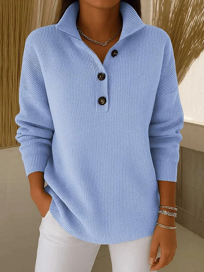 Amalia™ | Sweter Polo z Dekoltem w Serek