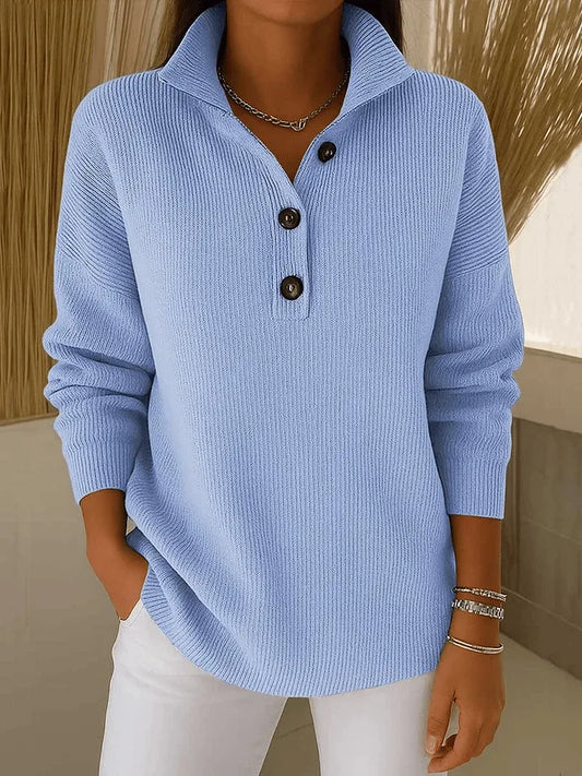 Amalia™ | Sweter Polo z Dekoltem w Serek