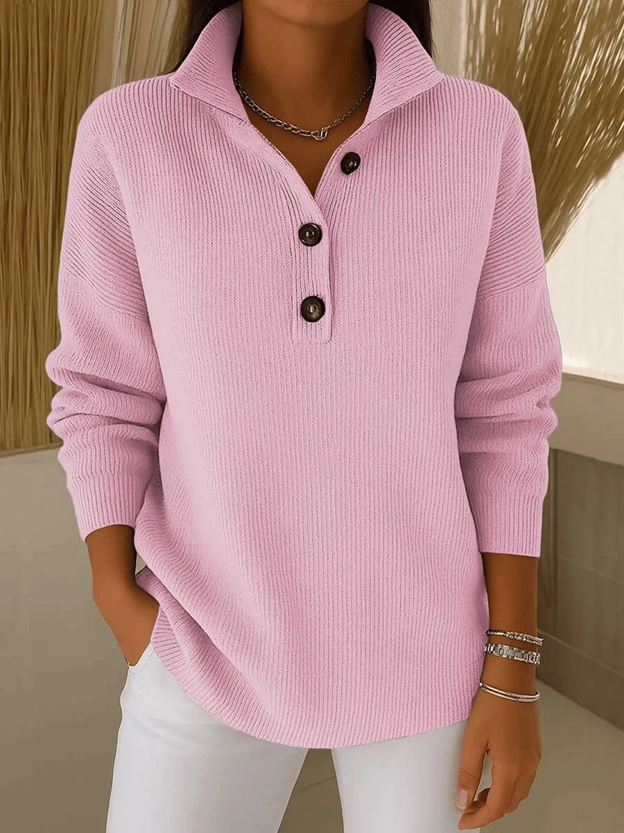 Amalia™ | Sweter Polo z Dekoltem w Serek