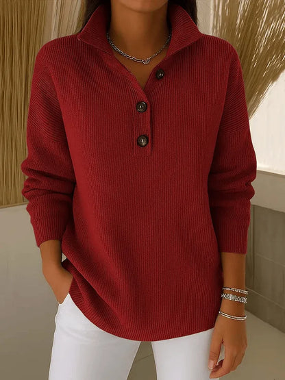 Amalia™ | Sweter Polo z Dekoltem w Serek