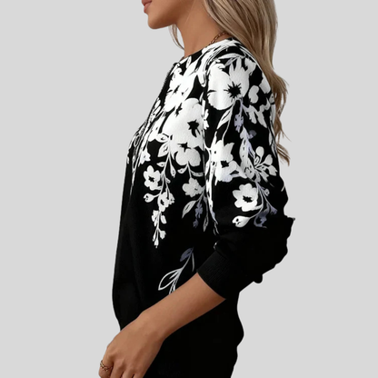 Marzena™ | Top w Kwiaty z Zamkiem