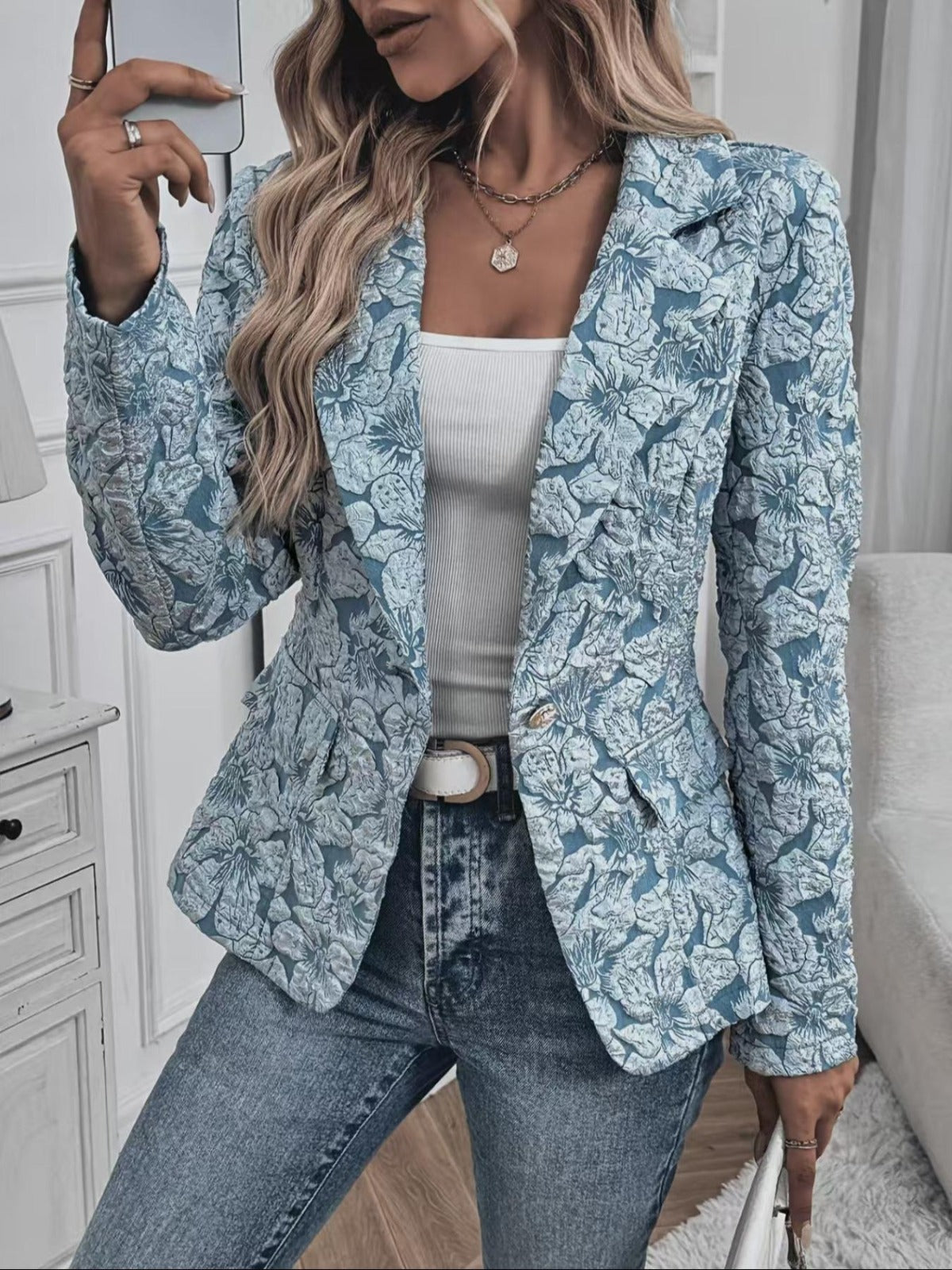 Jerzyna™ | Taliowana Marynarka Żakardowa Paisley