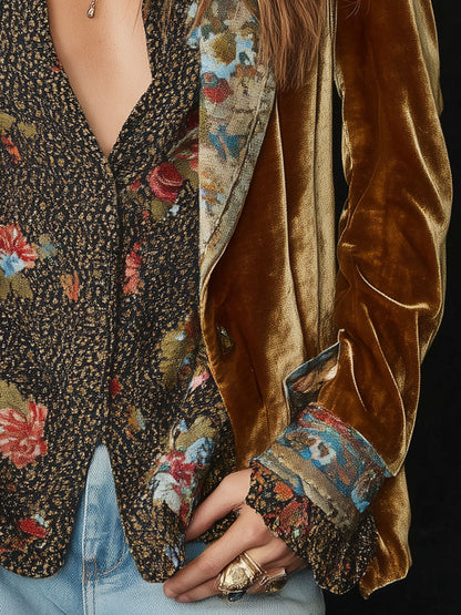 Rozalia™ | Marynarka Vintage z Kwiatowym Patchworkiem