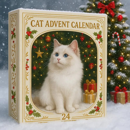 🐱🎄 Świąteczny kalendarz adwentowy z kotami na rok 2026 – prezent dla miłośników kotów (odliczanie do świąt, 24 wzory zawieszek na choinkę)