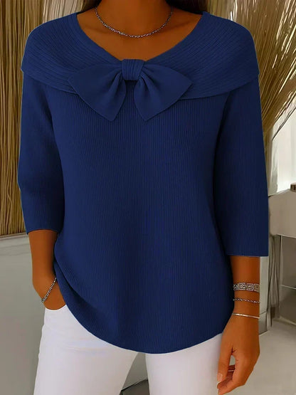 Teresa™ | Sweter z Kokardą i Okrągłym Dekoltem