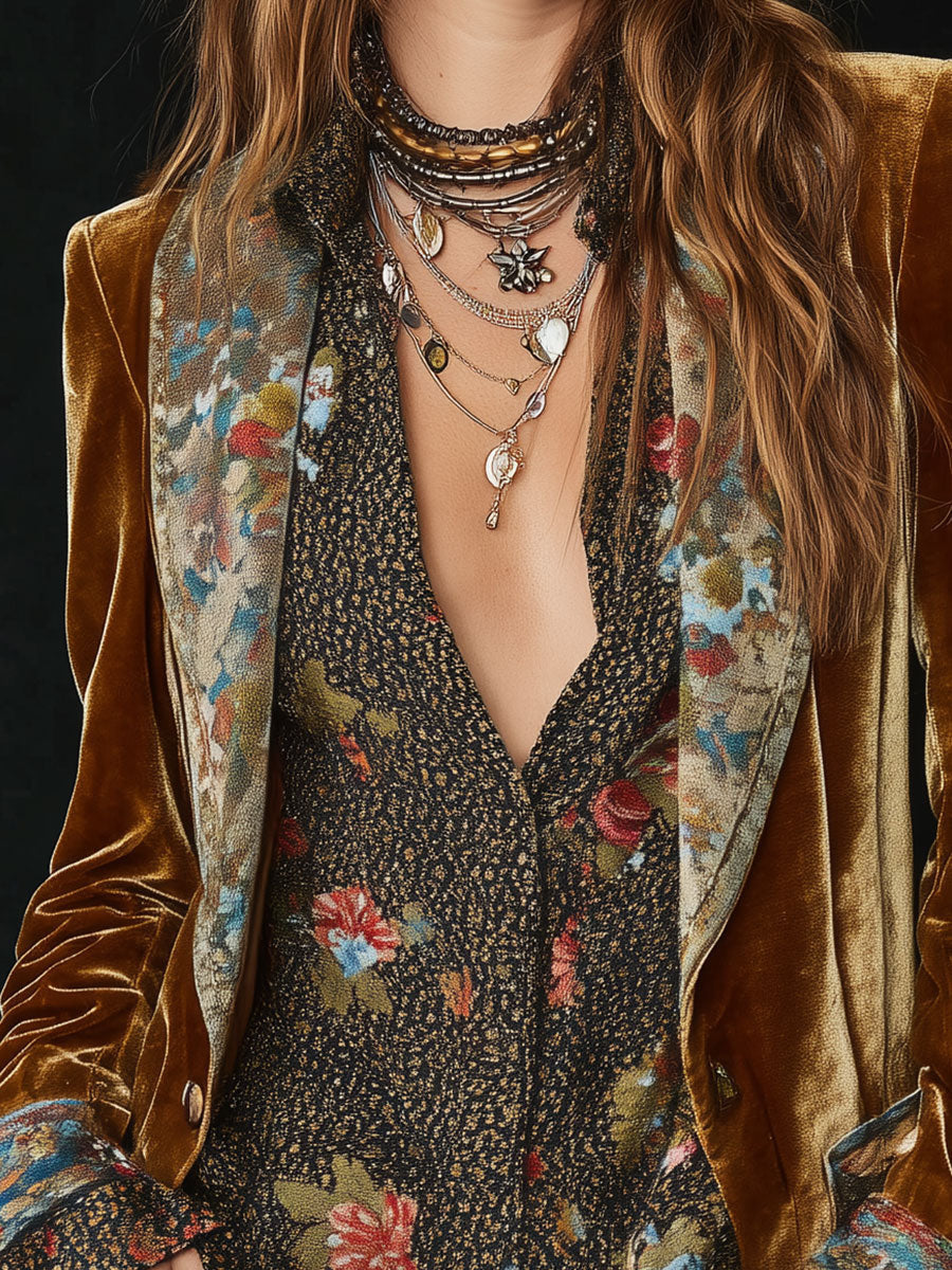 Rozalia™ | Marynarka Vintage z Kwiatowym Patchworkiem