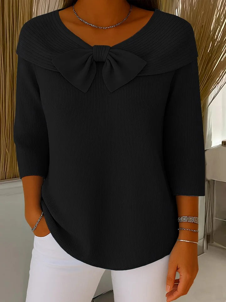 Teresa™ | Sweter z Kokardą i Okrągłym Dekoltem