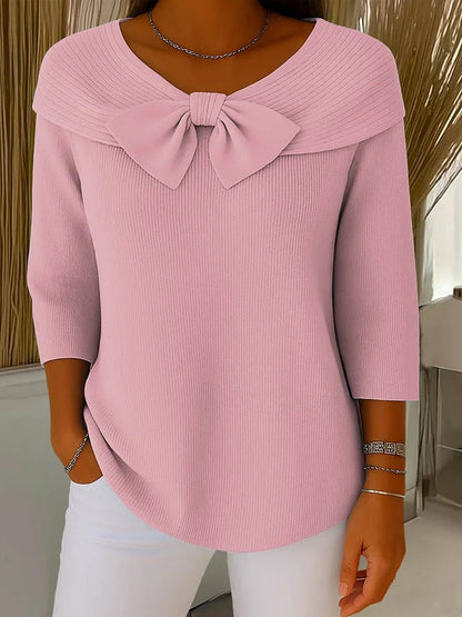 Teresa™ | Sweter z Kokardą i Okrągłym Dekoltem
