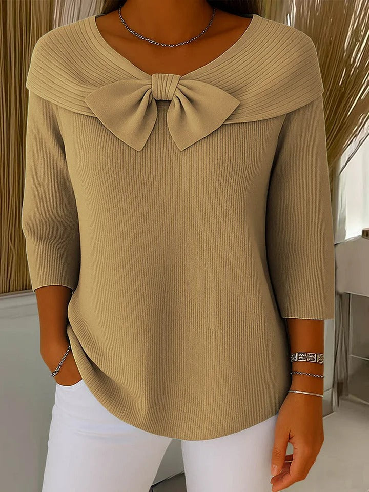 Teresa™ | Sweter z Kokardą i Okrągłym Dekoltem