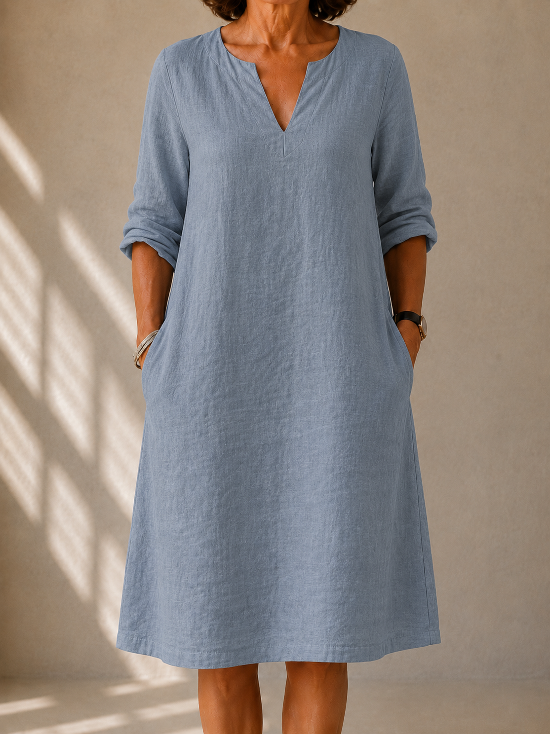 Helen™ | Elegancka Lniana Sukienka Letnia