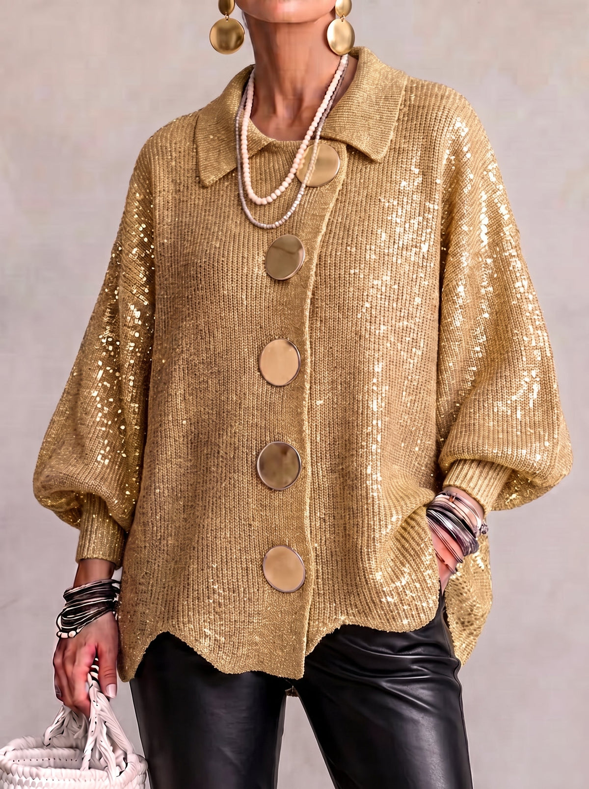 Otylia™ | Sweter Oversize na Złote Guziki