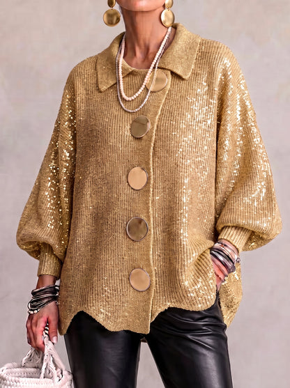 Otylia™ | Sweter Oversize na Złote Guziki