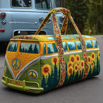 Hippie Bus ze Słonecznikami | Pikowana Torba Podróżna